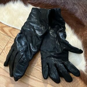 Unbranded Black Leather cashmere lining Gloves